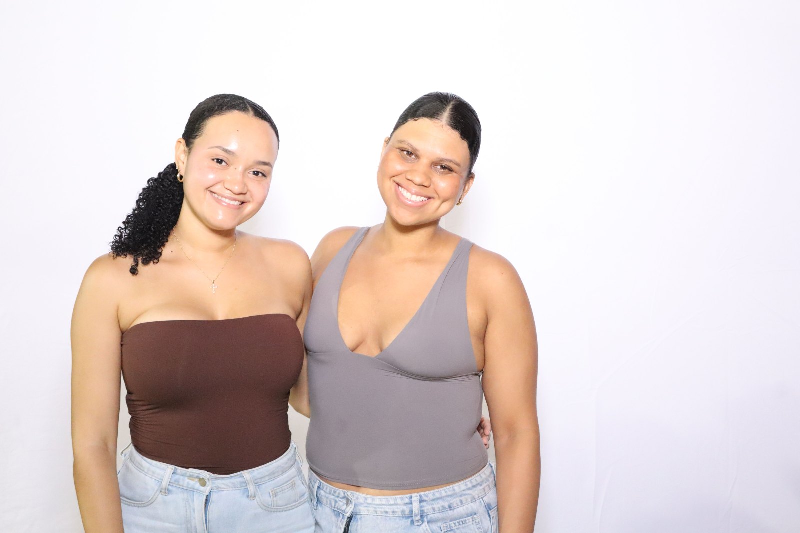 Two friends smiling together