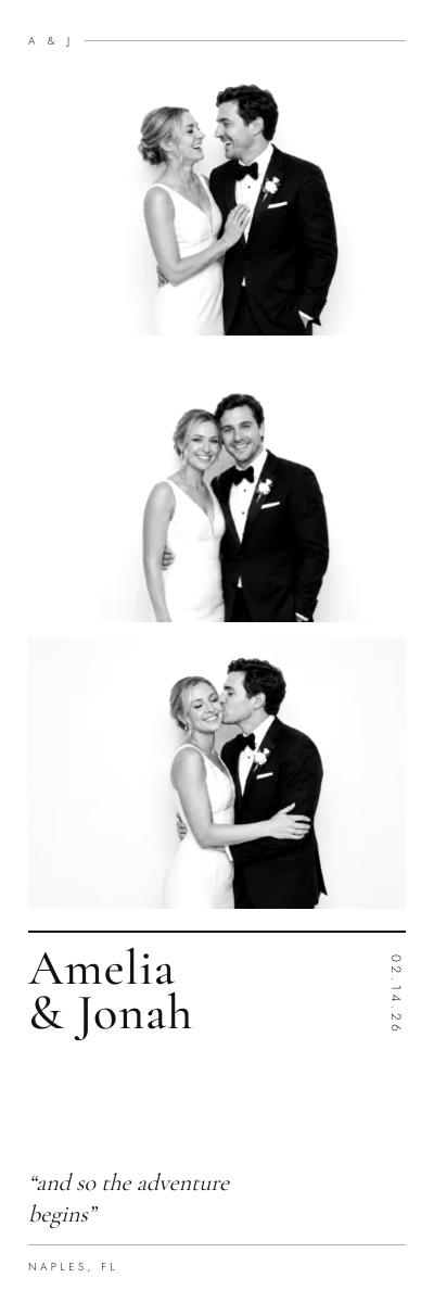 Custom 2 by 6 photo strip template for a wedding